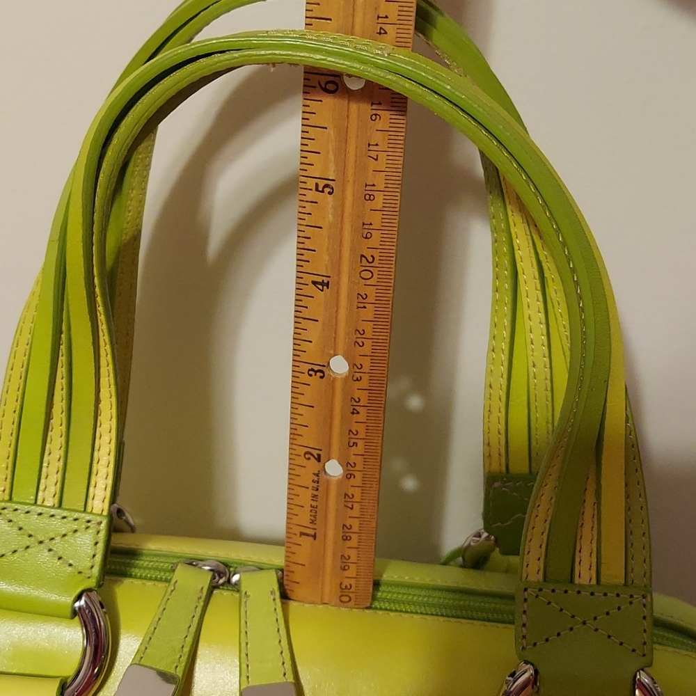 VTG Y2K Sabrina Scala Green & Yellow Ombre Colored Handbag w/Silvertone Hardware - Picture 17 of 17